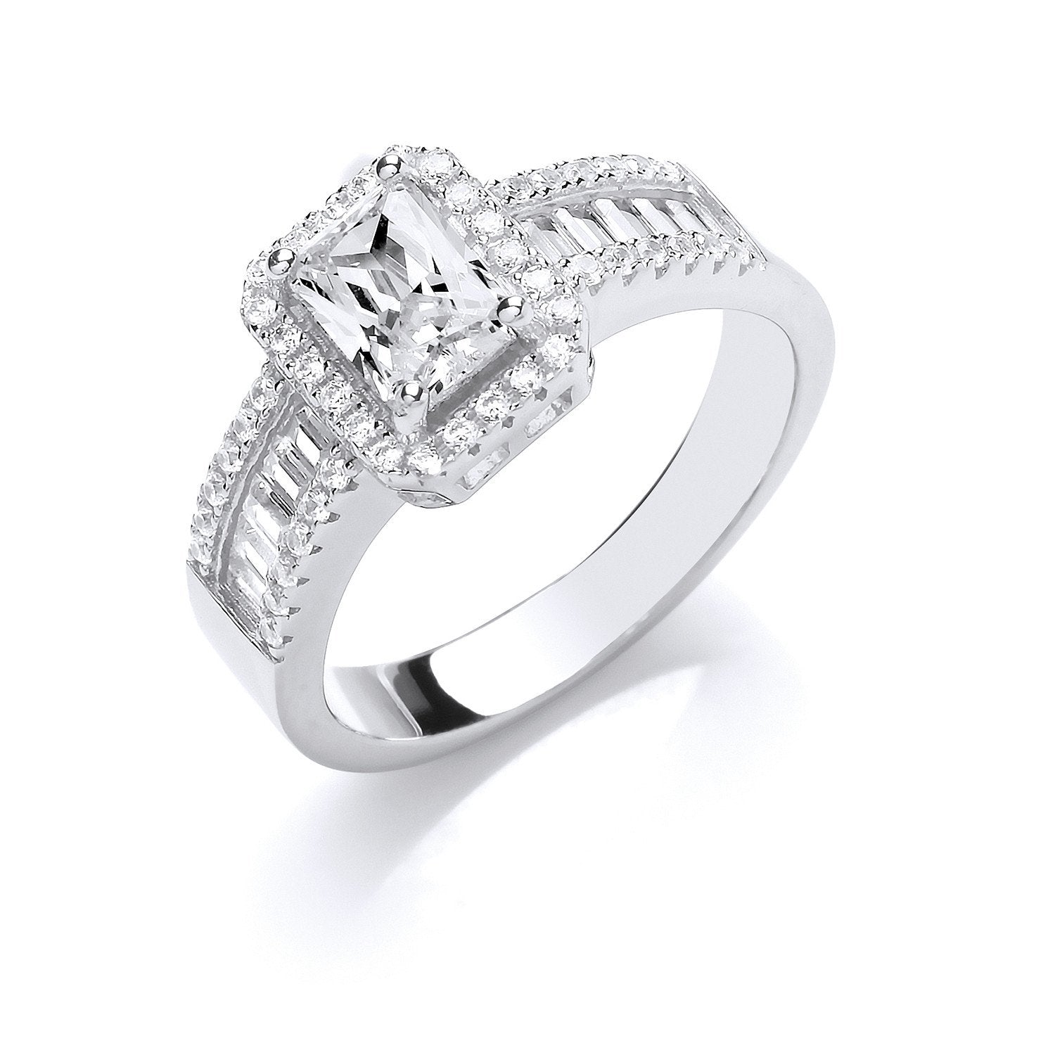 Silver Half Et, Emerald Centre Cubic Zirconia Ring - Fine Ring - Certified Authentic – Luxury Jewellery by Imperial Ti